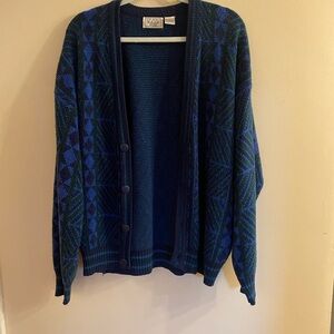 Vintage 1990’s “The Men's Store at Sears” Blue and Green Cardigan Sweater